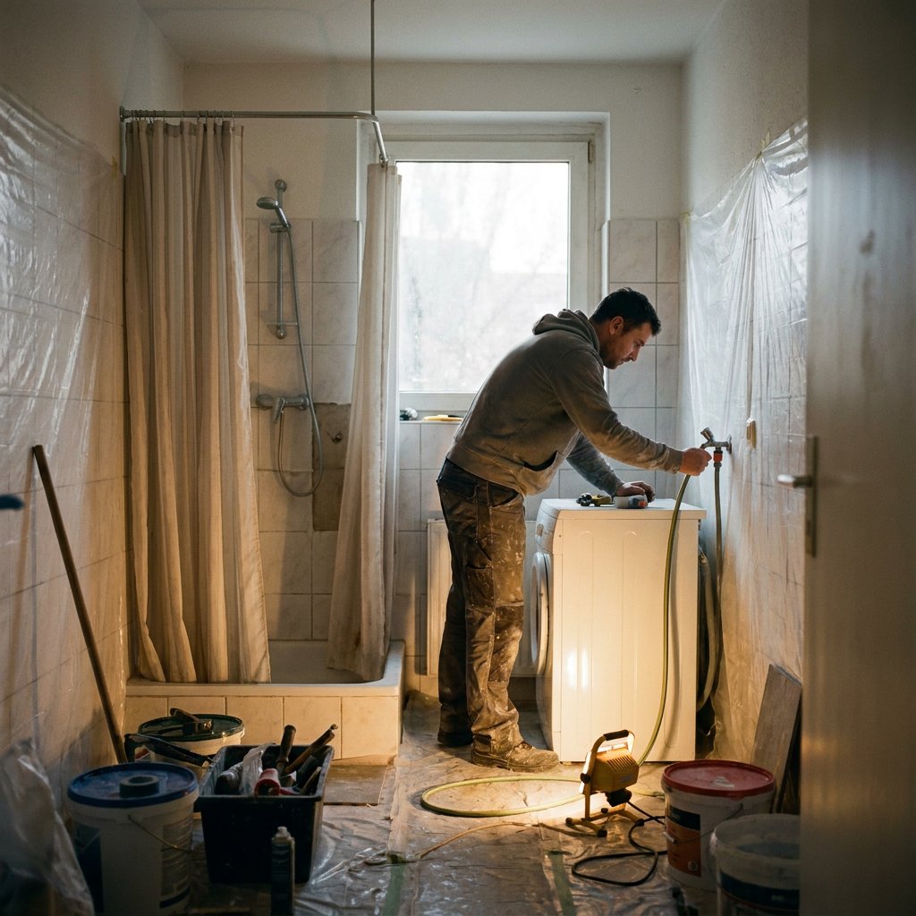 Tijdelijke douche tijdens verbouwing