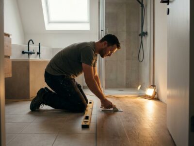 PVC vloer badkamer over tegels