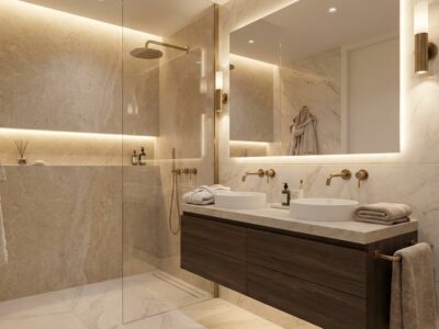 Hotel chique badkamer in een kleine ruimte