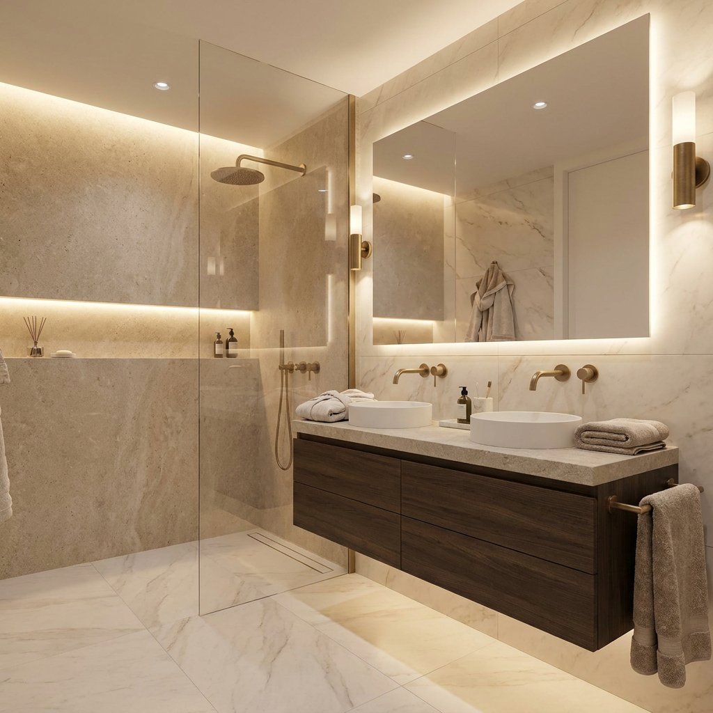 Hotel chique badkamer in een kleine ruimte